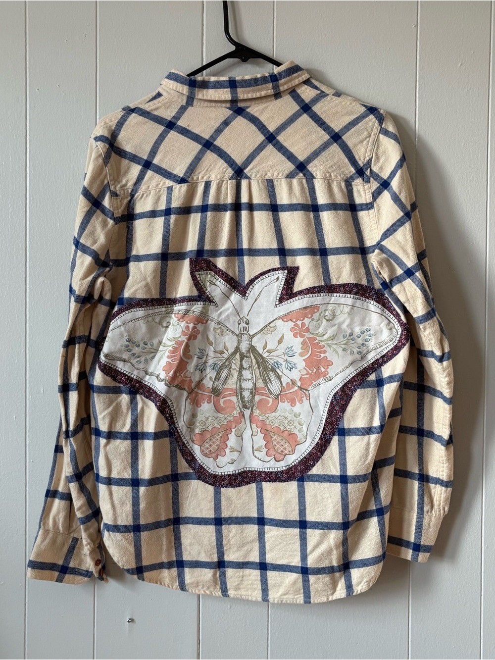 J.Crew Upcycled Butterfly Patch Flannel Shirt